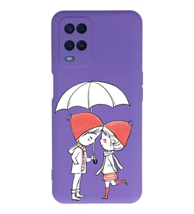 Oppo A16 Uyumlu Lansman Kılıf Aşk Tasarımlı İçi Kadife Kapak-Mor (Şeffaf)