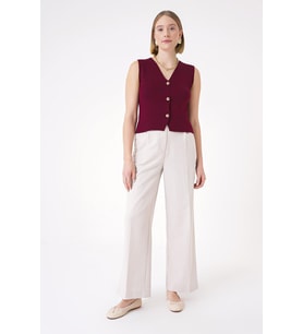 Chuba Kadın Gold Düğmeli Dokulu Regular Fit Triko Yelek Bordo 25W3001