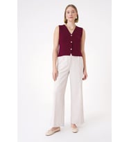 Chuba Kadın Gold Düğmeli Dokulu Regular Fit Triko Yelek Bordo 25W3001