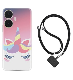 Realme C55 Kılıf Silikon Boyun Askılı İpli Desenli Silikon Sweety Unicorn 1737