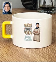 Kişiye Özel Karikatürlü Best Mom Ever Anneye Hediye Lüks Fincan Anneler Günü Hediyesi