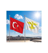 Avrupa Hun İmparatorluğu Bayrağı ve Alpaka Kumaş Türk Bayrağı 2'li Set 70x105cm