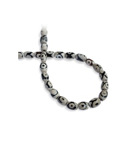 Tibet Akik Doğal Taş Parlak Siyah Beyaz Silindir Kesim 8x12mm Dizi