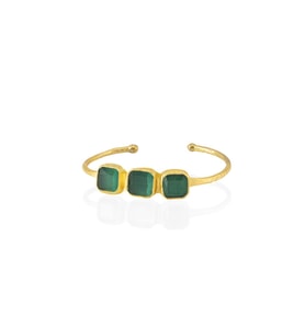 Kadir Jewellery 22 Ayar Altın Kaplama Zirkon Taşlı Ayarlanabilir Trend Bilezik (K.Yeşil)
