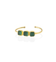 Kadir Jewellery 22 Ayar Altın Kaplama Zirkon Taşlı Ayarlanabilir Trend Bilezik (K.Yeşil)