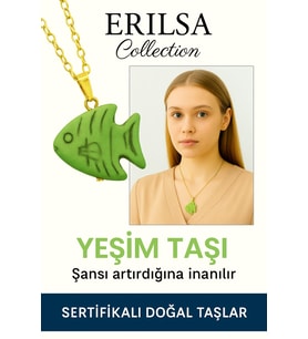 Sertifikalı Sarı Renkli Balık Model Yeşim Taşı Kolye – Şans, Huzur ve Bolluk Taşı (Çok Renkli)