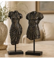 Antik Roma İmparatoru Augustus & Livia Drusilla Başsız Kaideli Heykel Seti