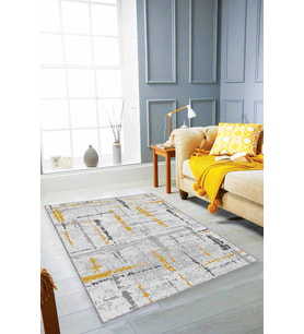 Sarı Spor Kaymaz Tabanlı Makinede Yıkanabilir Halı SY08 - 100 x 160 cm