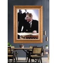Altın Varaklı Çerçeveli Paspartulu Atatürk Tablo DC1600 (Gold)