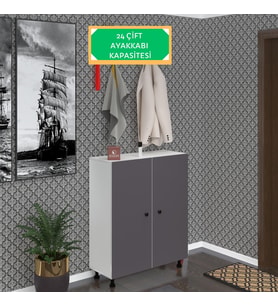 Kenzlife ayakkabılık galoş6 gribyz 53*080*32 kapaklı 6 raflı 24 çift ayakkabı kapasitesi
