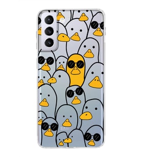 Samsung Galaxy S21 Plus  Kamera Korumalı Kapak Duck Tasarımlı  Şeffaf Kılıf
