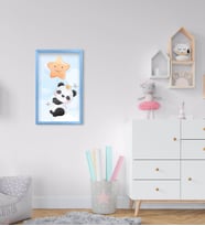 BK Home Tatlı Panda Tasarımlı Dekoratif Mavi Ahşap Çerçeveli Çocuk Odası Tablo-1