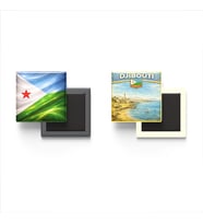 Buzdolap Magnetleri - Cibuti Bayrağı ve Cibuti Retro Tema - 2'li Set Magneti