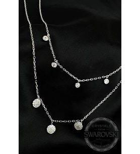 Swarovski taşlı 925 ayar gümüş çift zincirli modern kolye