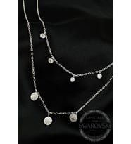 Swarovski taşlı 925 ayar gümüş çift zincirli modern kolye