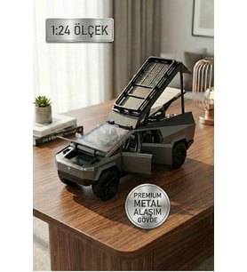 1:24 Metal Cybertruck Kamp Karavan Modelli Çek Bırak Oyuncak Araba - Sesli Işıklı Diecast Model