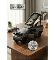 1:24 Metal Cybertruck Kamp Karavan Modelli Çek Bırak Oyuncak Araba - Sesli Işıklı Diecast Model