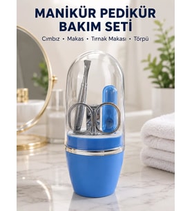 Kompakt Manikür Bakım Seti Mavi Taşınabilir Kişisel Bakım Çantası
