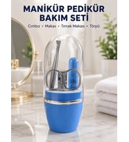 Kompakt Manikür Bakım Seti Mavi Taşınabilir Kişisel Bakım Çantası
