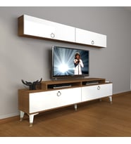 Decoraktiv Ekoflex 5 Mdf Gold Tv Ünitesi Tv Sehpası - Ceviz Beyaz (Beyaz - Kahverengi)