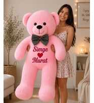 [ İSTEDİĞİNİZ İSMİ YAZIYORUZ ] Pembe Renk Sevgiliye Özel Peluş Ayıcık-İsim Baskılı Peluş Oyuncak -Anneye ,Arkadaşa Özel Hediye (100 cm)