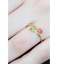 TURUNCU TAŞLI N HARF YÜZÜK 14 AYAR A064779