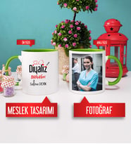 Diyaliz Teknikerine Hediye Diyaliz Teknikeri Kupa Bardak Yeşil Fotoğraflı