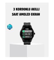 Mey İthalat® 3 Kordonlu AMOLED Akıllı Saat – Sağlık Takipli