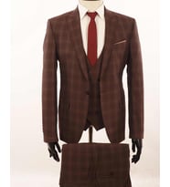 Jan Carlucci Slimfit Yelekli Drop 6 Takım (Kahverengi)
