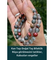 Kan Taşı Doğal Taş Bileklik ( Psikolojik Olarak Cesaret Verir ) 8 Mm
