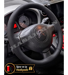 Citroen C3 Picasso Dikme Direksiyon Kılıfı Premium Komple Delikli Deri Siyah Dikiş 2009-2017
