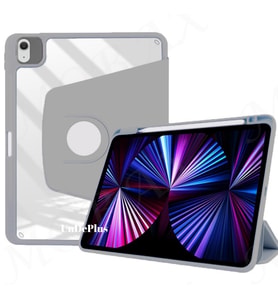 Apple iPad Air 13inç M2/M3 Kılıf Termik Kalem Bölmeli Dönebilen Standlı Case A28 (Gri)