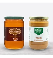 Köyceğiz Balı Çiçek Balı 850 G Cam Kavanoz + Köyceğiz Yöresel Çifte Kavrulmuş Tahin 600 G Cam Kavanoz