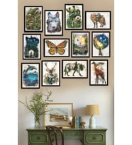12 Parça Çerçeve Görünümlü Doğanın Dengesi Dekoratif Mdf Tablo Seti (80x80 Cm)