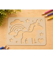 3D Baskı Unicorn ve Gökkuşağı Çizim Şablonu - Desen Kalıbı - Bej