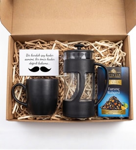 Babalar Günü Çay Keyfi Hediye Kutusu (French Press & Kupa & Aromalı Çay), Babaya Hediye