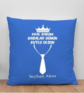 BK Gift Kişiye Özel İsimli Babalar Günü Tasarımlı Mavi Kırlent Yastık-12 Babaya Hediye, Ev Dekorasyonu, Babalar Günü Hediyesi
