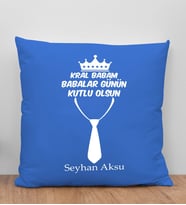 BK Gift Kişiye Özel İsimli Babalar Günü Tasarımlı Mavi Kırlent Yastık-12 Babaya Hediye, Ev Dekorasyonu, Babalar Günü Hediyesi