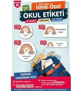 Okul Etiketi Kalem Defter Etiketi Özel İsim Yazılabilen Etiket Seti - İsim Etiketi-T526-OE81