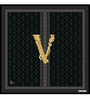 Logolu Desen Black Seri Twill Eşarp Eşarp Askısı ile Birlikte 90x90 cm Siyah Hak
