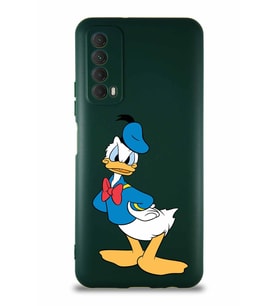 Huawei P Smart 2021 Soft Premier Kapak Donald Duck-D Tasarımlı Silikon Kılıf - Yeşil (Şeffaf)