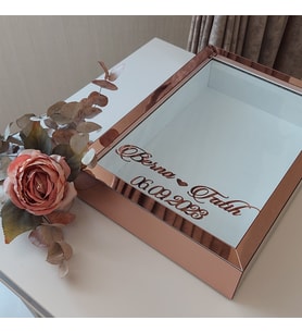 25X35 ROSEGOLD LEDSİZ DERİN ANI ÇERÇEVESİ- NİŞAN SÖZ GÜLLERİNİZ İÇİN ÇERÇEVELER