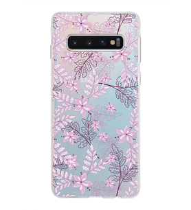 Samsung Galaxy S10 Kapak Floral Pudra Tasarımlı Şeffaf Silikon Kılıf