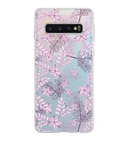 Samsung Galaxy S10 Kapak Floral Pudra Tasarımlı Şeffaf Silikon Kılıf