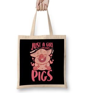 Adorable Just a Girl Who Loves Pigs Cute Piglet Bez Çanta Uzun Saplı