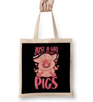 Adorable Just a Girl Who Loves Pigs Cute Piglet Bez Çanta Uzun Saplı