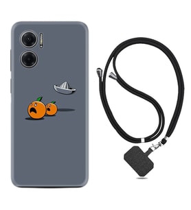 Xiaomi Redmi Note 11E Kılıf Resimli Boyun Askılı İpli Desenli Silikon Orange Escape 1374