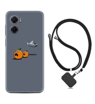 Xiaomi Redmi Note 11E Kılıf Resimli Boyun Askılı İpli Desenli Silikon Orange Escape 1374