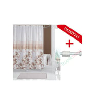 Çiçekli Banyo Perdesi Askı Hediyeli 180x200cm Tek Kanat Duş Perdesi, Renkli Banyo Duş Perdesi