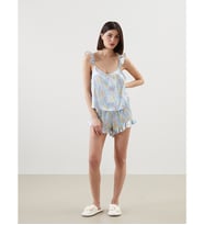 LCW DREAM Mavi V Yaka Saten Kadın Şortlu Pijama Takımı